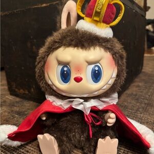 Labubu - PopMart Plush Crowned Bunny Doll - Brown with Red Cape
